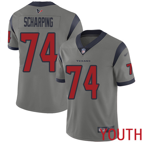 Houston Texans Limited Gray Youth Max Scharping Jersey NFL Football #74 Inverted Legend->youth nfl jersey->Youth Jersey